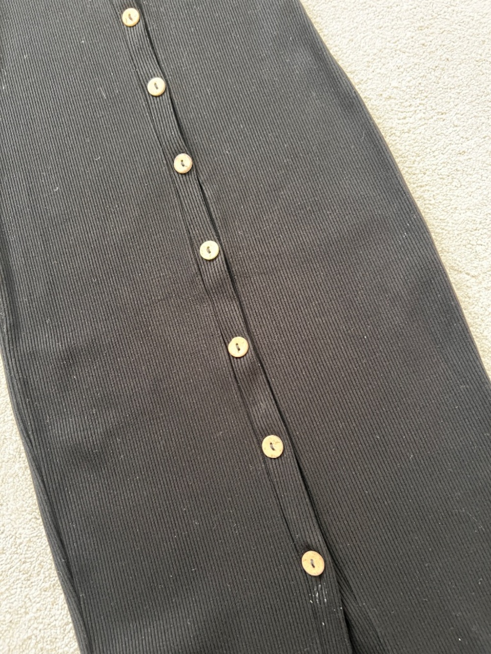 Lulus Look Of Leisure Black Ribbed Button-front Midi Dress - Size S - Picture 3 of 8